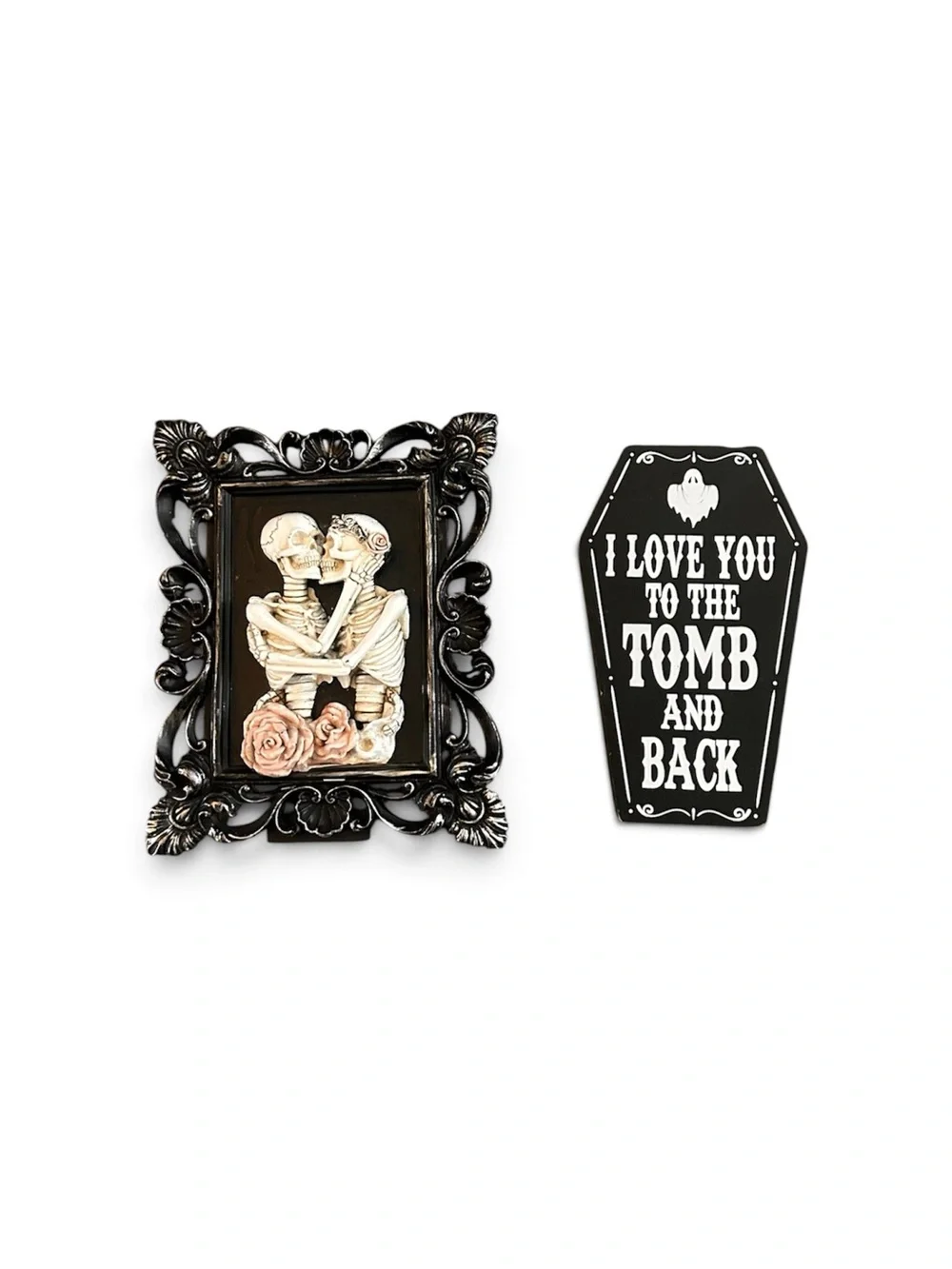 Gothic Skeleton Couple Wall Plaque - Black